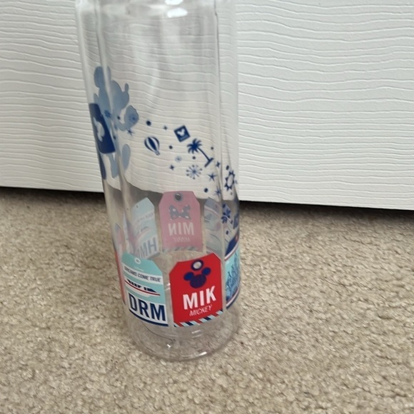 Disney Parks Mickey Mouse Water Bottle with Straw Clear Plastic Souvenir‎ - Picture 6 of 12